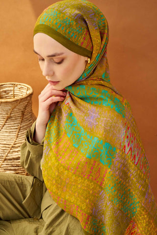 Riva Şal Tencel Terra Yağ Yeşili - Riva Şal - | Silk Home