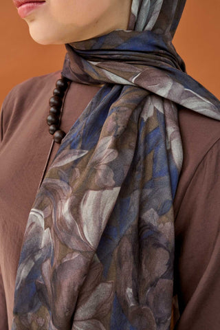 Riva Şal Tencel Wild Flower Acı Kahve - Riva Şal - | Silk Home