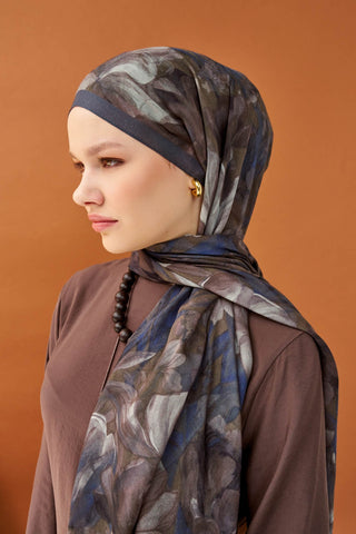 Riva Şal Tencel Wild Flower Acı Kahve - Riva Şal - | Silk Home