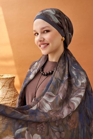 Riva Şal Tencel Wild Flower Acı Kahve - Riva Şal - | Silk Home