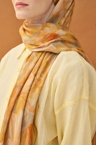 Riva Şal Tencel Wild Flower Altın Sarısı - Riva Şal - | Silk Home