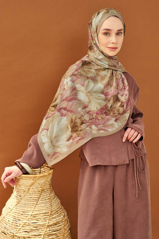 Riva Şal Tencel Wild Flower Bej - Riva Şal - | Silk Home