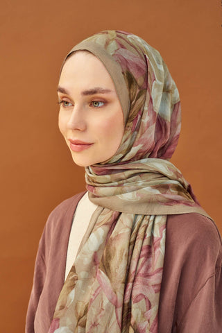Riva Şal Tencel Wild Flower Bej - Riva Şal - | Silk Home