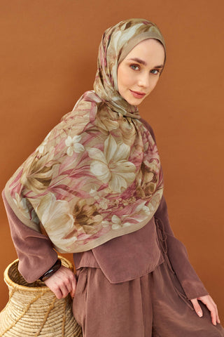 Riva Şal Tencel Wild Flower Bej - Riva Şal - | Silk Home