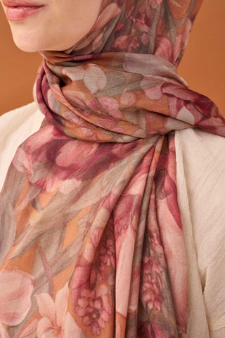 Riva Şal Tencel Wild Flower Bordo - Riva Şal - | Silk Home