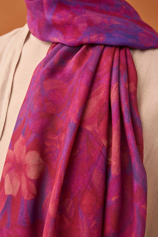 Riva Şal Tencel Wild Flower Fuşya - Riva Şal - | Silk Home