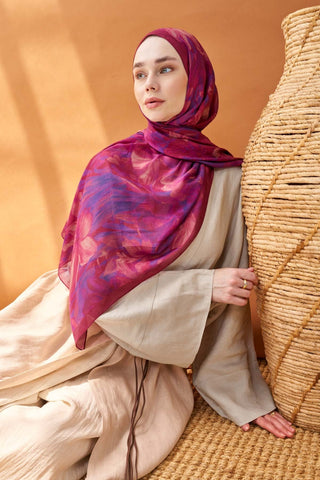 Riva Şal Tencel Wild Flower Fuşya - Riva Şal - | Silk Home