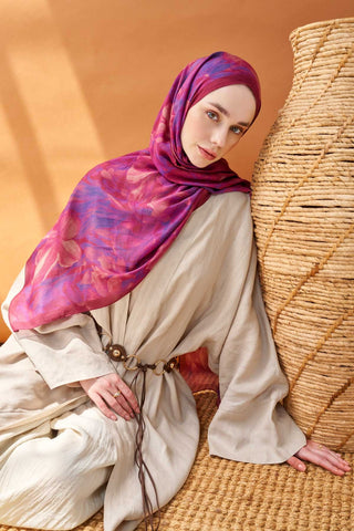 Riva Şal Tencel Wild Flower Fuşya - Riva Şal - | Silk Home