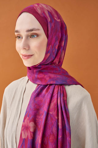 Riva Şal Tencel Wild Flower Fuşya - Riva Şal - | Silk Home