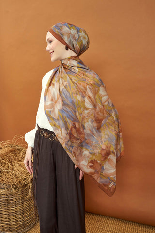 Riva Şal Tencel Wild Flower Hardal Sarısı - Riva Şal - | Silk Home