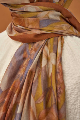 Riva Şal Tencel Wild Flower Hardal Sarısı - Riva Şal - | Silk Home