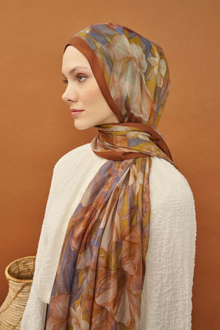 Riva Şal Tencel Wild Flower Hardal Sarısı - Riva Şal - | Silk Home