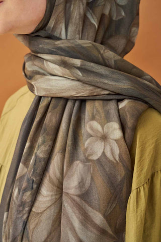 Riva Şal Tencel Wild Flower Koyu Yeşil - Riva Şal - | Silk Home