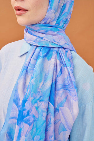 Riva Şal Tencel Wild Flower Mavi - Riva Şal - | Silk Home