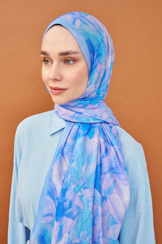 Riva Şal Tencel Wild Flower Mavi - Riva Şal - | Silk Home