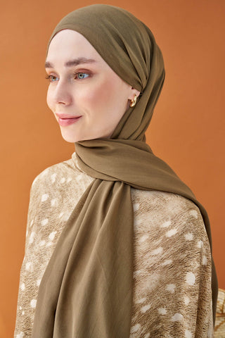 Riva Şal Tencel Yeşil Kahve - Riva Şal - | Silk Home