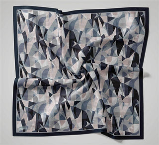 Shiny Dokulu Eşarp Füme Buz Mavisi Geometrik Desen Su Tutmaz Parlak 90X90
