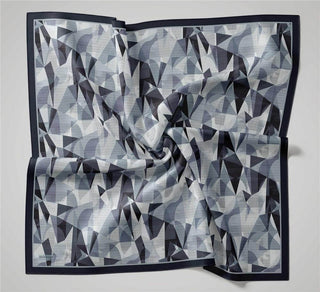 Shiny Dokulu Eşarp Füme Koyu Gri Geometrik Desen Su Tutmaz Parlak 90X90