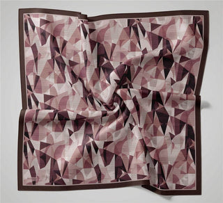 Shiny Dokulu Eşarp Kahverengi Geometrik Desen Su Tutmaz Parlak 90X90