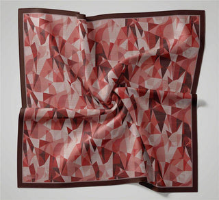Shiny Dokulu Eşarp Kiremit Geometrik Desen Su Tutmaz Parlak 90X90