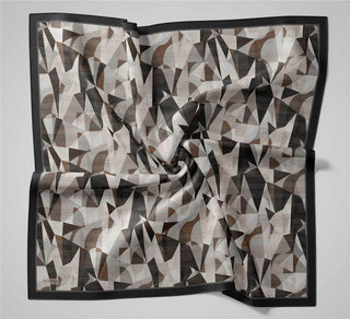 Shiny Textured Scarf Dark Anthracite Geometric Pattern Water Resistant Shiny 90x90