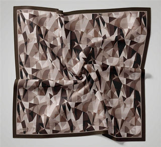 Shiny Textured Scarf, Dark Gray, Geometric Pattern, Water-Resistant, Glossy, 90x90 cm