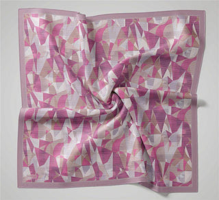 Shiny Dokulu Eşarp Lila Gri Geometrik Desen Su Tutmaz Parlak 90X90 - Shinny Eşarp - | Silk Home