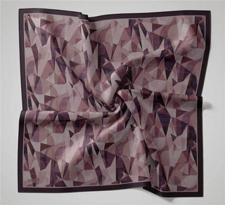 Shiny Dokulu Eşarp Mürdüm Geometrik Desen Su Tutmaz Parlak 90X90