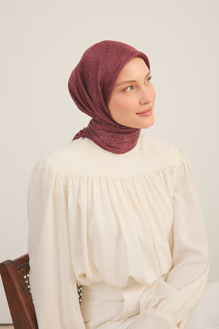 Shiny Eşarp Kontur Desen Bordo