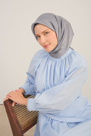 Shiny Eşarp Monogram Açık Gri