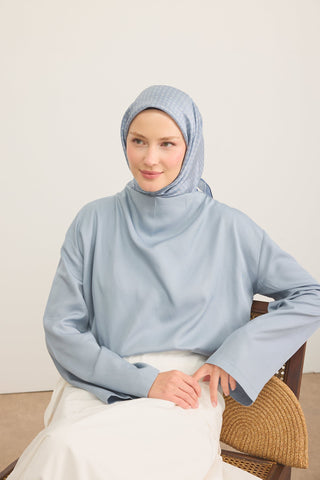 Shiny Eşarp Monogram Mavi