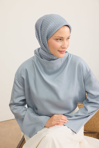 Shiny Eşarp Monogram Mavi