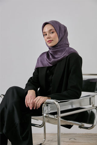 Polyester Karışımlı Shiny Eşarp Eflatun Etnik Desenli Parlak Dokulu 90X90 - Shinny Eşarp - | Silk Home