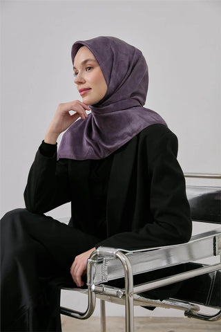 Polyester Karışımlı Shiny Eşarp Eflatun Etnik Desenli Parlak Dokulu 90X90 - Shinny Eşarp - | Silk Home