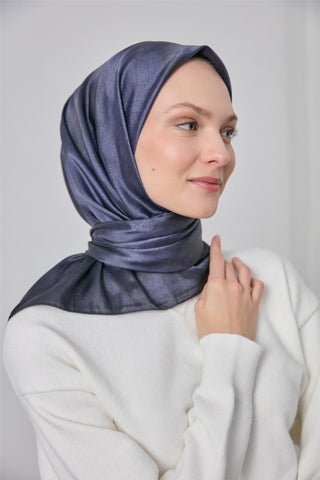 Polyester Karışımlı Shiny Eşarp Lila Etnik Desenli Parlak Dokulu 90X90