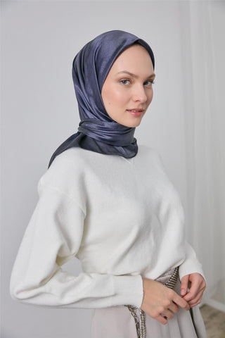 Polyester Karışımlı Shiny Eşarp Lila Etnik Desenli Parlak Dokulu 90X90 - Shinny Eşarp - | Silk Home