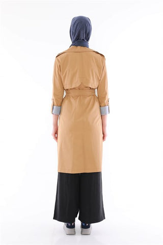 Silk Home Çizgi Trençkot Camel T10006-01