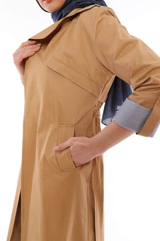 Silk Home Çizgi Trençkot Camel T10006-01
