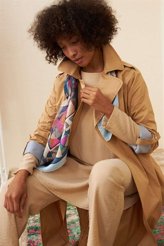 Silk Home Çizgi Trençkot Camel T10006-01