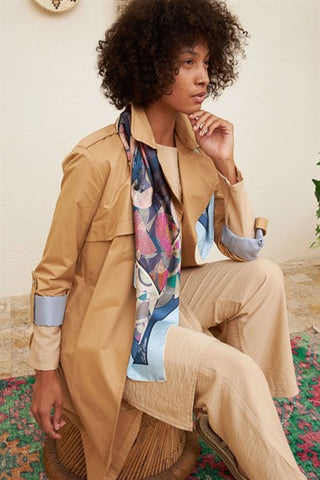 Silk Home Çizgi Trençkot Camel T10006-01