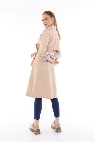 Silk Home Striped Trench Coat Cream T10007-01