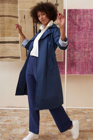 Silk Home Çizgi Trençkot Lacivert T10005-01