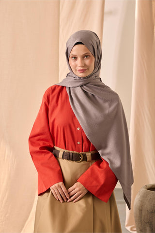 Deluxe Gri Şal Jakarlı Tok Duruşlu Viskon Karışımlı 75X190