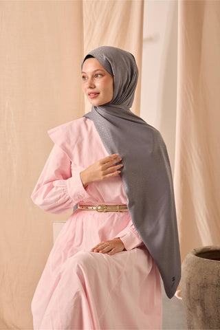 Deluxe Shawl, Grey Jacquard, Firm Structure, Viscose Blend, 75x190 cm