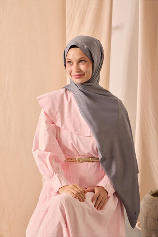 Deluxe Shawl, Grey Jacquard, Firm Structure, Viscose Blend, 75x190 cm