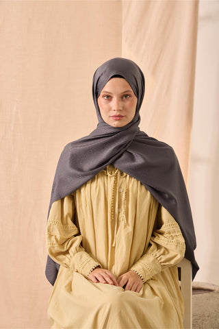 Deluxe Şal Füme Jakarlı Tok Duruşlu Viskon Karışımlı 75X190