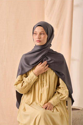 Deluxe Şal Füme Jakarlı Tok Duruşlu Viskon Karışımlı 75X190