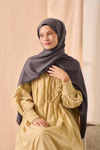 Deluxe Şal Füme Jakarlı Tok Duruşlu Viskon Karışımlı 75X190