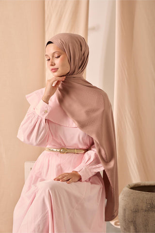 Deluxe Shawl, Powder Pink, Jacquard, Firm Structure, Viscose Blend, 75x190 cm.