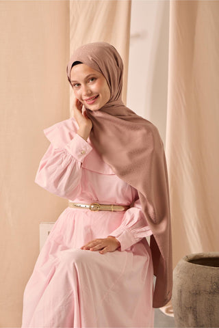 Deluxe Shawl, Powder Pink, Jacquard, Firm Structure, Viscose Blend, 75x190 cm.